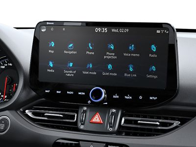 Menu screen of the audio-visual navigation system inside the new Hyundai i30 N performance hatchback.